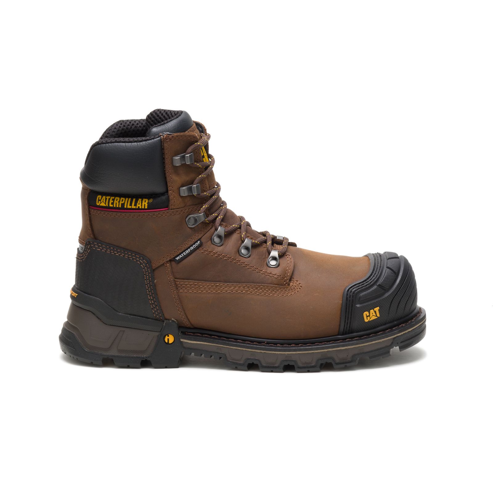 Caterpillar Boots South Africa - Cat Men's Excavator Xl 6" Waterproof Composite Toe Work Boots Dark Brown RJ9645137